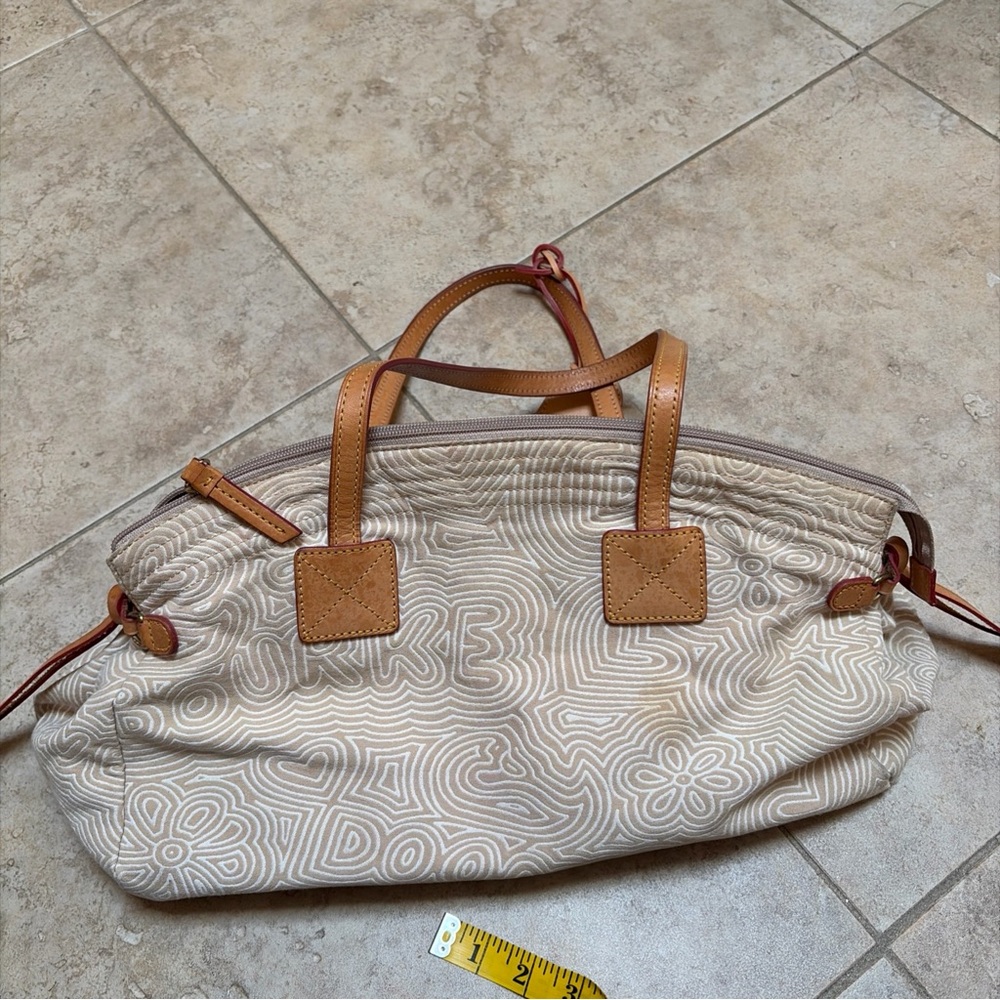 Canvas Tote Bag with Leather Trim - Beige - Picture 11 of 16